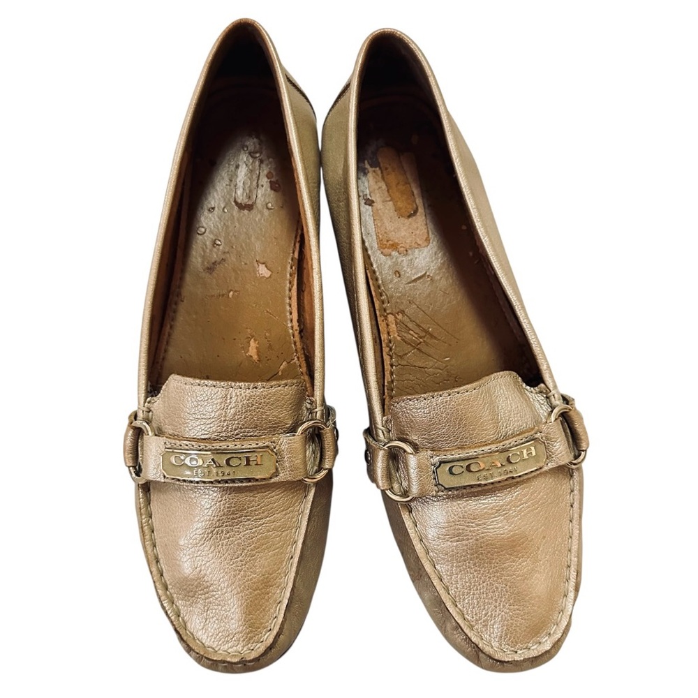 COACH Gold Metallic Leather SHOES  Size 9 see photos inside scratches inside